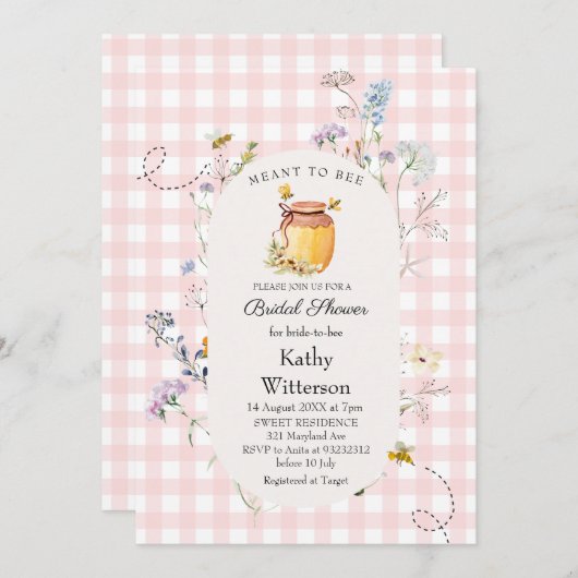 Pink Gingham bedeutet, Brautparty zu sein Einladung (Vorne/Hinten)