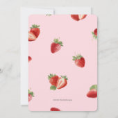 Pink Gingham Beeren Erste Erdbeere Thema Einladung (Rückseite)