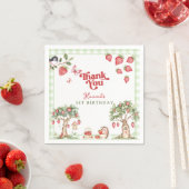 Pink Gingham Berry Erste Erdbeere 1. Geburtstag Serviette (Beispiel)