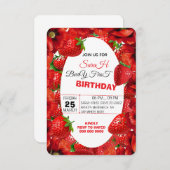 Pink Gingham Berry Erster Geburtstag Einladung Tem (Vorne/Hinten)