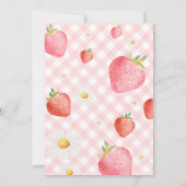 Pink Gingham Berry First Birthday Party Einladung (Rückseite)