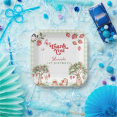 Pink Gingham Berry First Strawberry 1st Birthday Pappteller (Party)