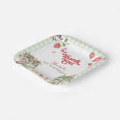 Pink Gingham Berry First Strawberry 1st Birthday Pappteller (Gewinkelt)