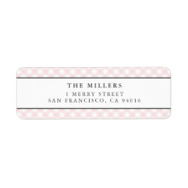 Pink Gingham Birth Ankündigung Anschrift Labels