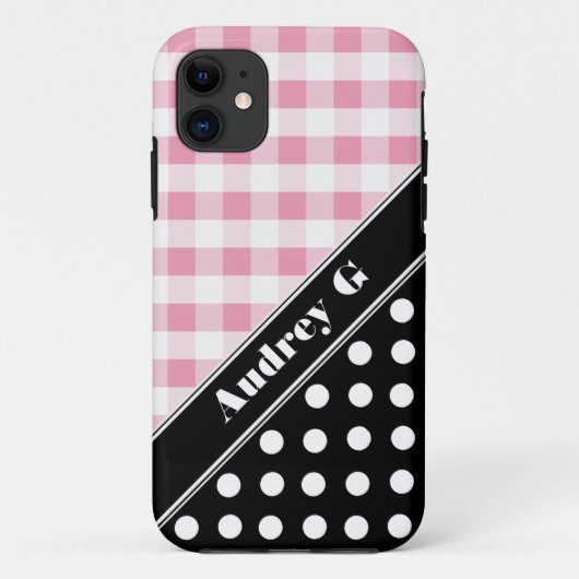 Pink Gingham Black Polka Dot iPhone 5 Fall Case-Mate iPhone Hülle (Rückseite)