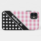 Pink Gingham Black Polka Dot iPhone 5 Fall Case-Mate iPhone Hülle (Rückseite (Horizontal))