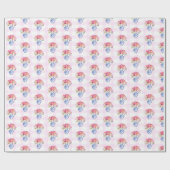 Pink Gingham Blue Floral Chinoisserie Geschenkpapier (Flach)