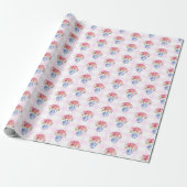 Pink Gingham Blue Floral Chinoisserie Geschenkpapier (Ungerollt)