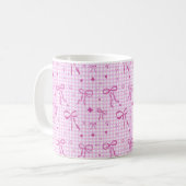 Pink Gingham Bow Aesthetic Mug Kaffeetasse (Vorderseite Links)