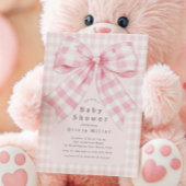 Pink Gingham Bow Baby Dusche Einladung