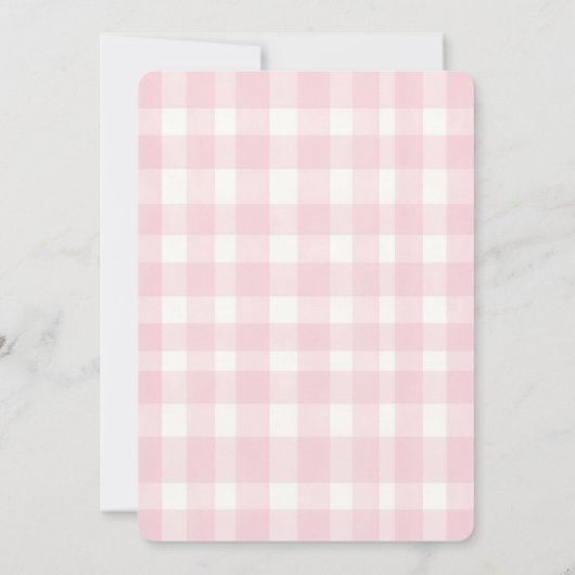 Pink Gingham Bow Baby Dusche Einladung (Rückseite)