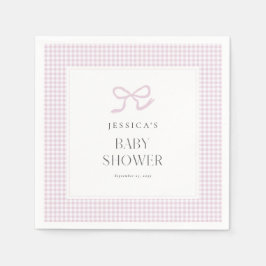 Pink Gingham Bow Baby Girl Babydusche Napkins Serviette