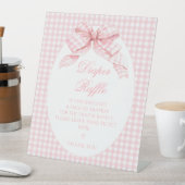 Pink Gingham Bow Baby Girl Dusche Windelwanne Sockelschild (In Situ)