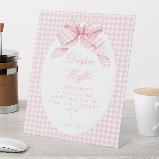 Pink Gingham Bow Baby Girl Dusche Windelwanne Sockelschild (In Situ)