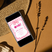 Pink Gingham Bow Einladung zum 1. Geburtstag