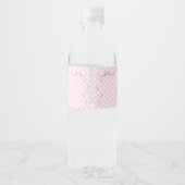 Pink Gingham Bow First Birthday Water Bottle Label Wasserflaschenetikett (Rückseite)