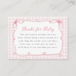 Pink Gingham Bow Frame Books for Baby Begleitkarte