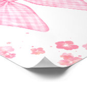 Pink Gingham Bow Nursery Wall Art Floral Baby Girl Poster (Ecke)