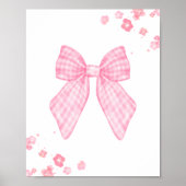 Pink Gingham Bow Nursery Wall Art Floral Baby Girl Poster (Vorne)