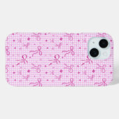Pink Gingham Bow Phone Case (Rückseite (Horizontal))