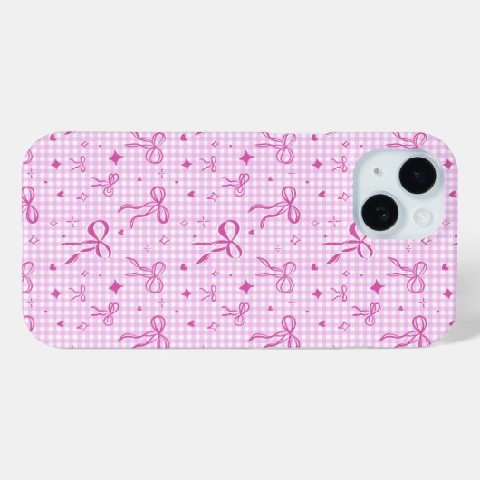 Pink Gingham Bow Phone Case (Rückseite (Horizontal))