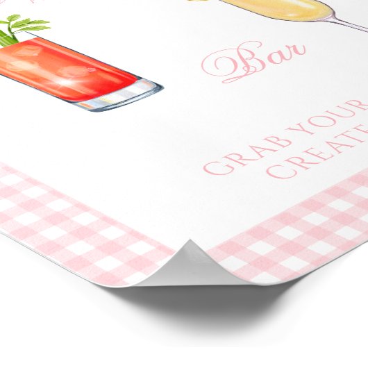 Pink Gingham Bow Preppy Coctail Bar Sign Poster (Ecke)