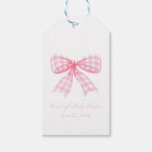 Pink Gingham Bow Ribbon Coquette Personalisiert Geschenkanhänger (Vorderseite)