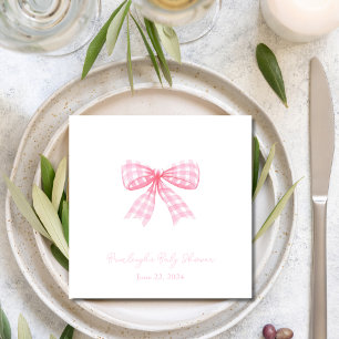 Pink Gingham Bow Ribbon Coquette Personalisiert Serviette