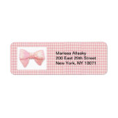Pink Gingham Bow Rücksendeadresse (Vorne)