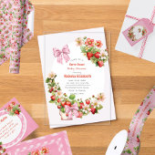  Pink Gingham Bow Strawbery Baby Shower Invitation Acryleinladungen