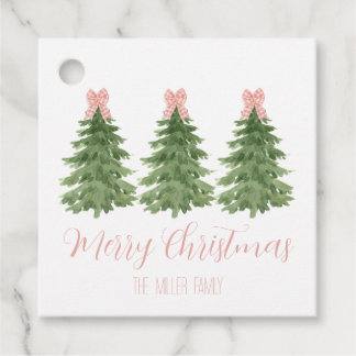 Pink Gingham Bow Weihnachtsbaum Gift Tags Geschenkanhänger