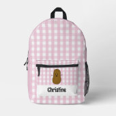Pink Gingham Brown Potato Custom Bedruckter Rucksack (Vorderseite)
