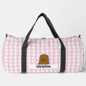 Pink Gingham Brown Potato Custom Duffle Bag (Vorderseite)