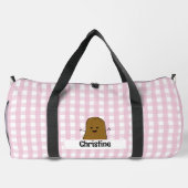 Pink Gingham Brown Potato Custom Duffle Bag (Rückseite)