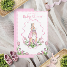 Pink Gingham Bunny Baby Dusche