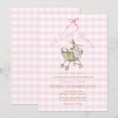 Pink Gingham Bunny Baby Shower Grandmillennial  Einladung (Vorne/Hinten)