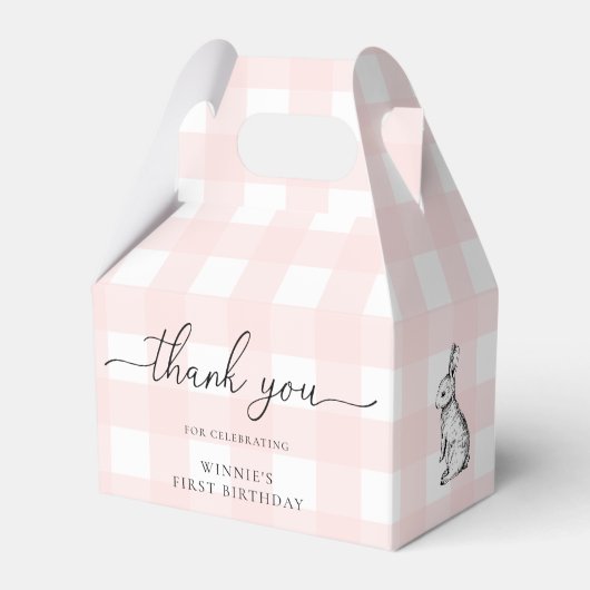 Pink Gingham Bunny Birthday Vielen Dank für Ihre U Geschenkschachtel (Vorderseite)