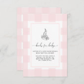 Pink Gingham Bunny Books Request Insert Card Einladung (Vorne/Hinten)