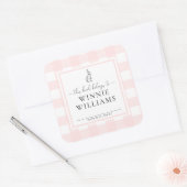 Pink Gingham Bunny Buchzeichen Sticker (Umschlag)