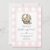 Pink Gingham Bunny Easter Egg Hunt Einladung (Vorderseite)