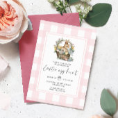 Pink Gingham Bunny Easter Egg Hunt Einladung