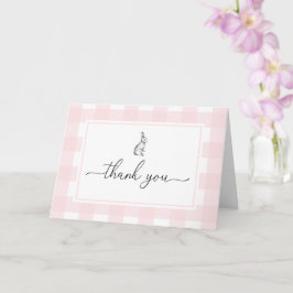 Pink Gingham Bunny Rabbit Klappt Danke Karte