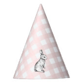Pink Gingham Bunny Rabbit Partyhütchen (Vorderseite)