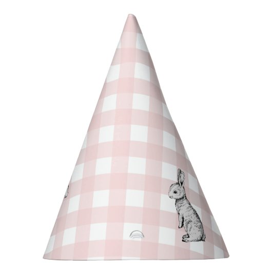 Pink Gingham Bunny Rabbit Partyhütchen (Rechts)
