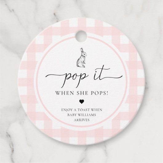 Pink Gingham Bunny Rabbit Pop Es, wenn sie Pop Geschenkanhänger (Vorderseite)