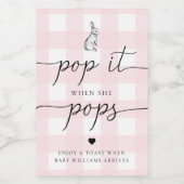 Pink Gingham Bunny Rabbit Pop Es, wenn sie Pop Weinetikett (Einzelnes Label)