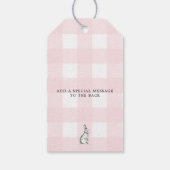 Pink Gingham Bunny Rabbit Vielen Dank für Ihre Unt Geschenkanhänger (Rückseite)