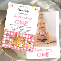 Pink Gingham Bunting Foto Picnic 1. Geburtstag