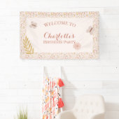 Pink Gingham Butterfly Wildblumen Banner (Insitu)