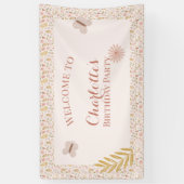 Pink Gingham Butterfly Wildblumen Banner (Vertikal)